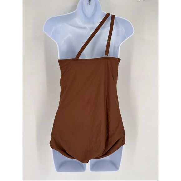 Lands' End Tummy Control UPF 50 Asymmetrical Swimsuit Brown SZ 14 Large - Picture 7 of 11